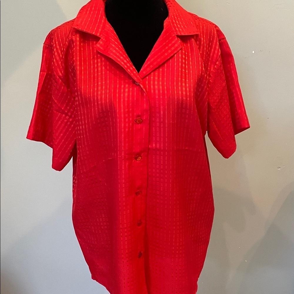 Vibrant Red Button-Up Shirt handmade like new large fit